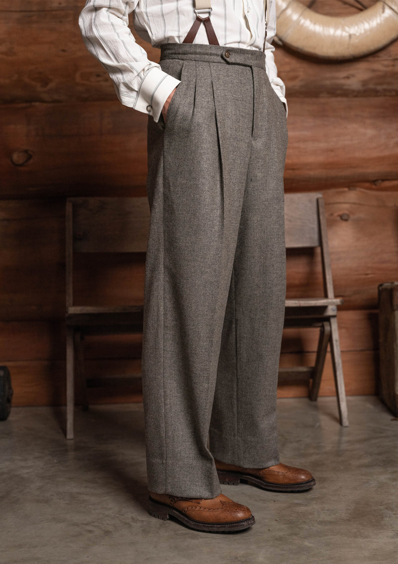 Emile Wool Flannel Clark Trouser (Without Belt Loops) - Arctic Stone