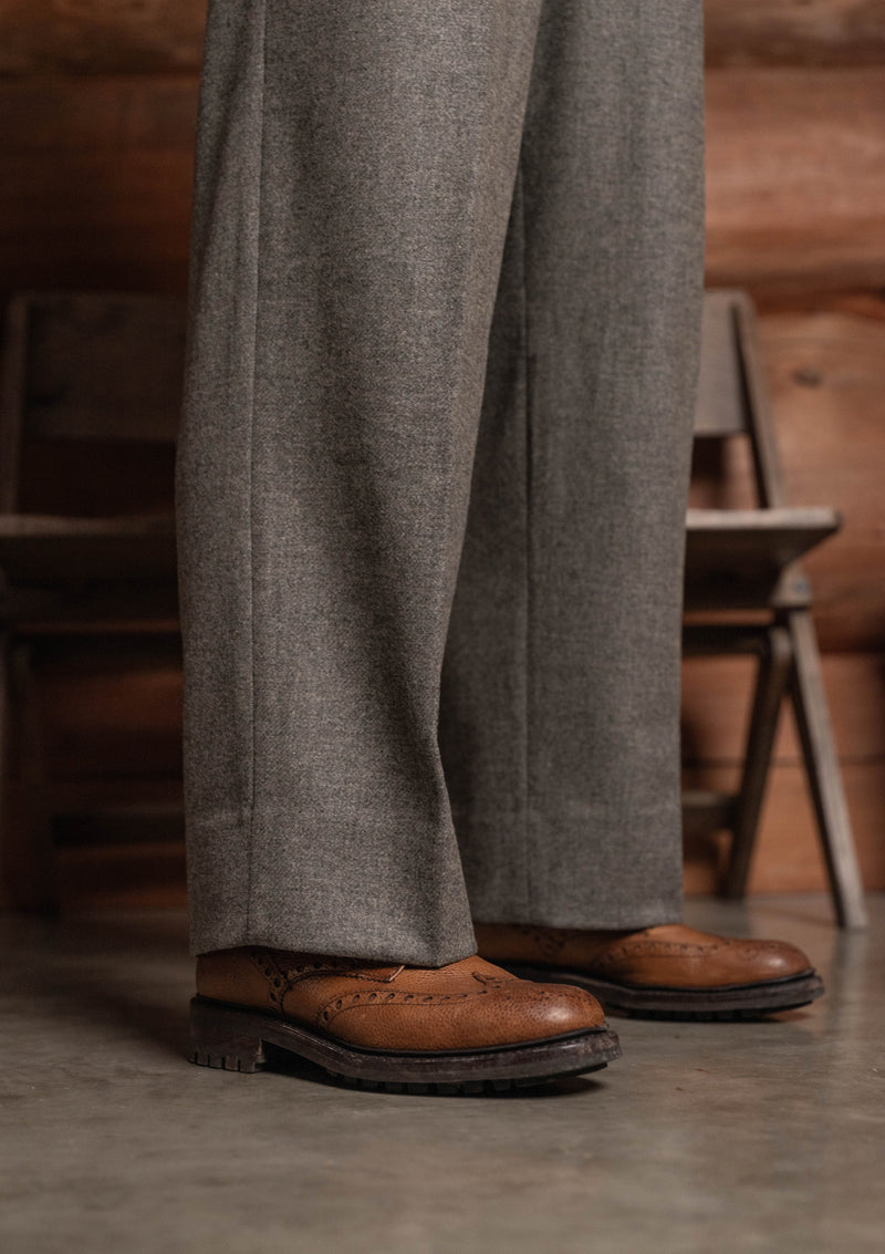 Emile Wool Flannel Clark Trouser (Without Belt Loops) - Arctic Stone