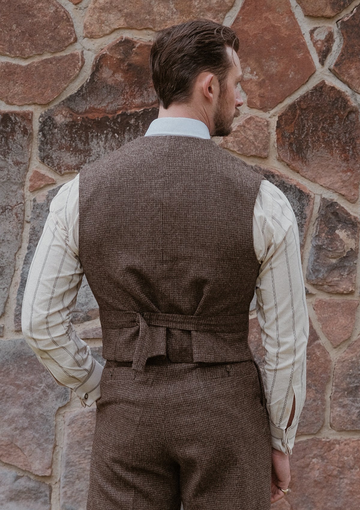 The Emile Suit - Brown Micro Houndstooth – Thomas Farthing London