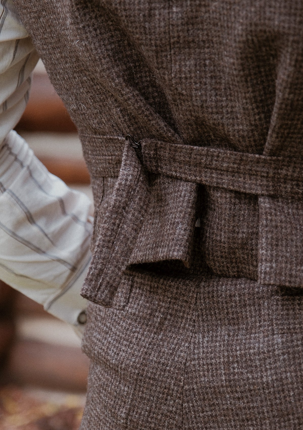 Emile Merino Wool Double Breasted Waistcoat - Brown Micro Houndstooth