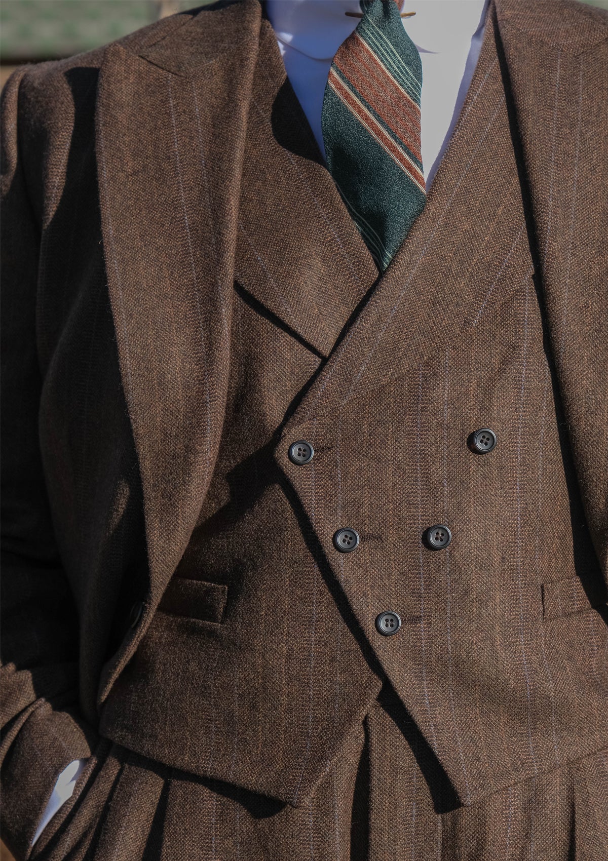 Emile Double Breasted Waistcoat - Saddleback Brown