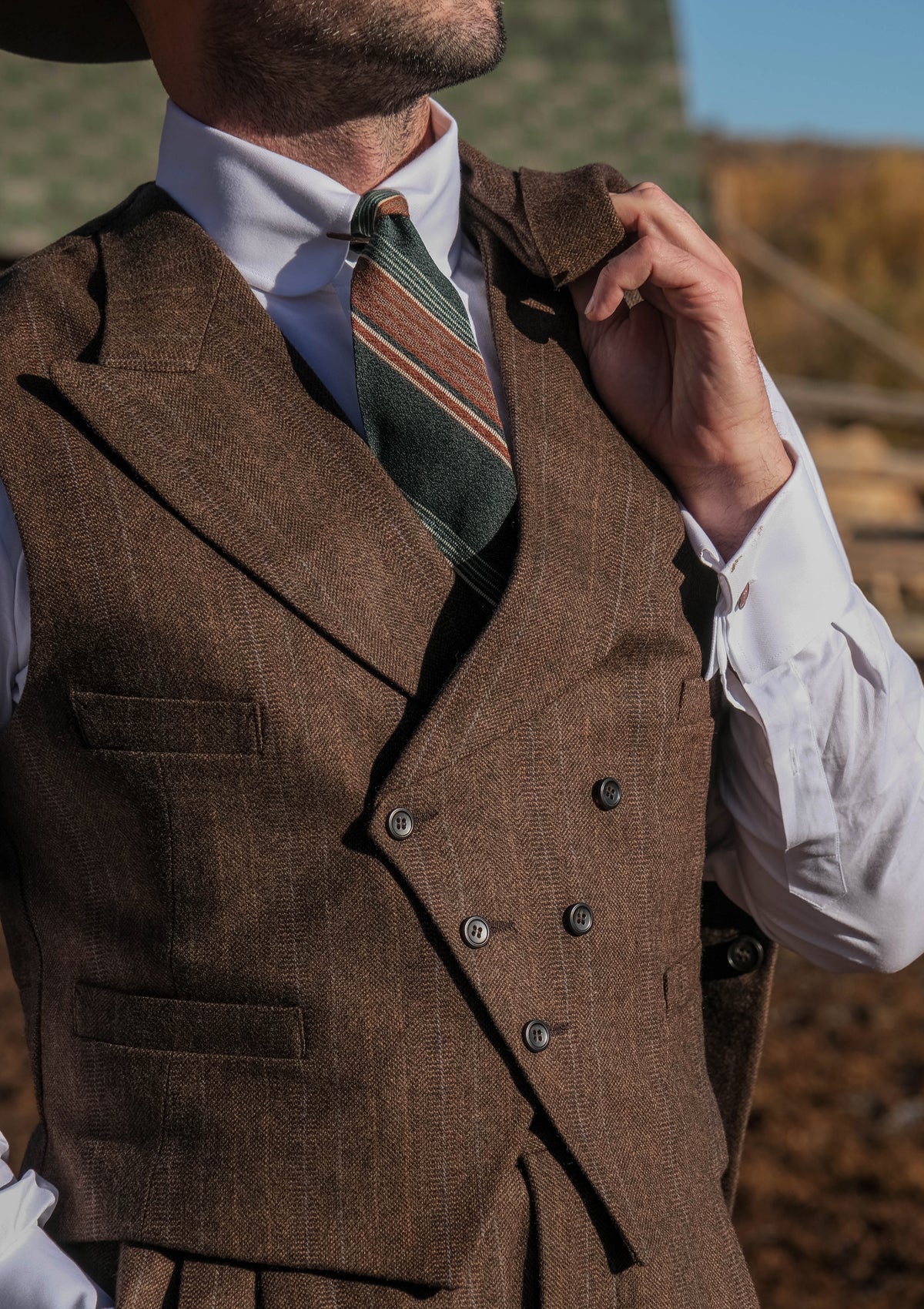 Emile Double Breasted Waistcoat - Saddleback Brown