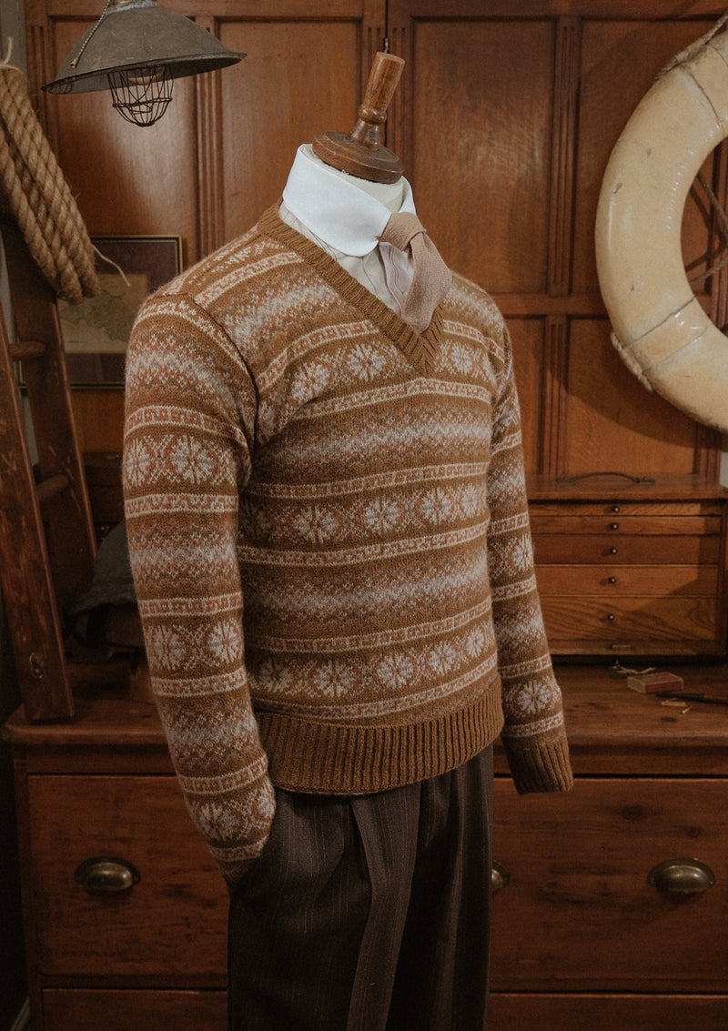 All-Over Fair Isle Lambswool Sweater - Pecan