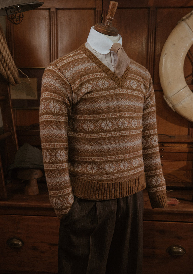 All-Over Fair Isle Lambswool Sweater - Pecan