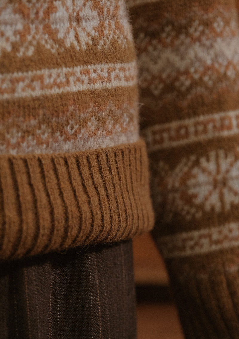 All-Over Fair Isle Lambswool Sweater - Pecan