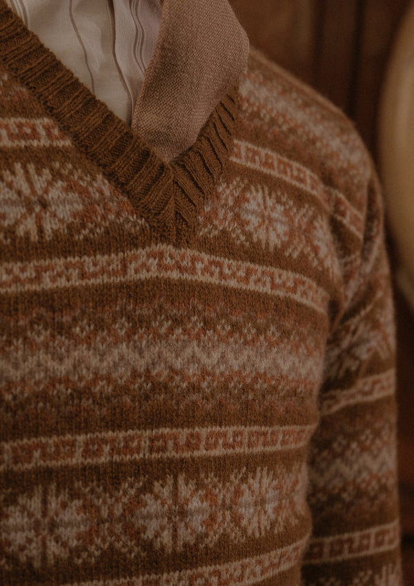 All-Over Fair Isle Lambswool Sweater - Pecan