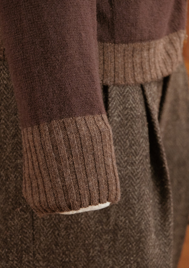 Fawcett Lambs Wool Cardigan - Hazelnut