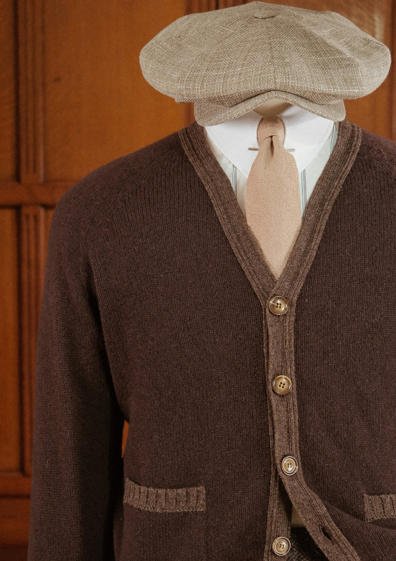 Fawcett Lambs Wool Cardigan - Hazelnut