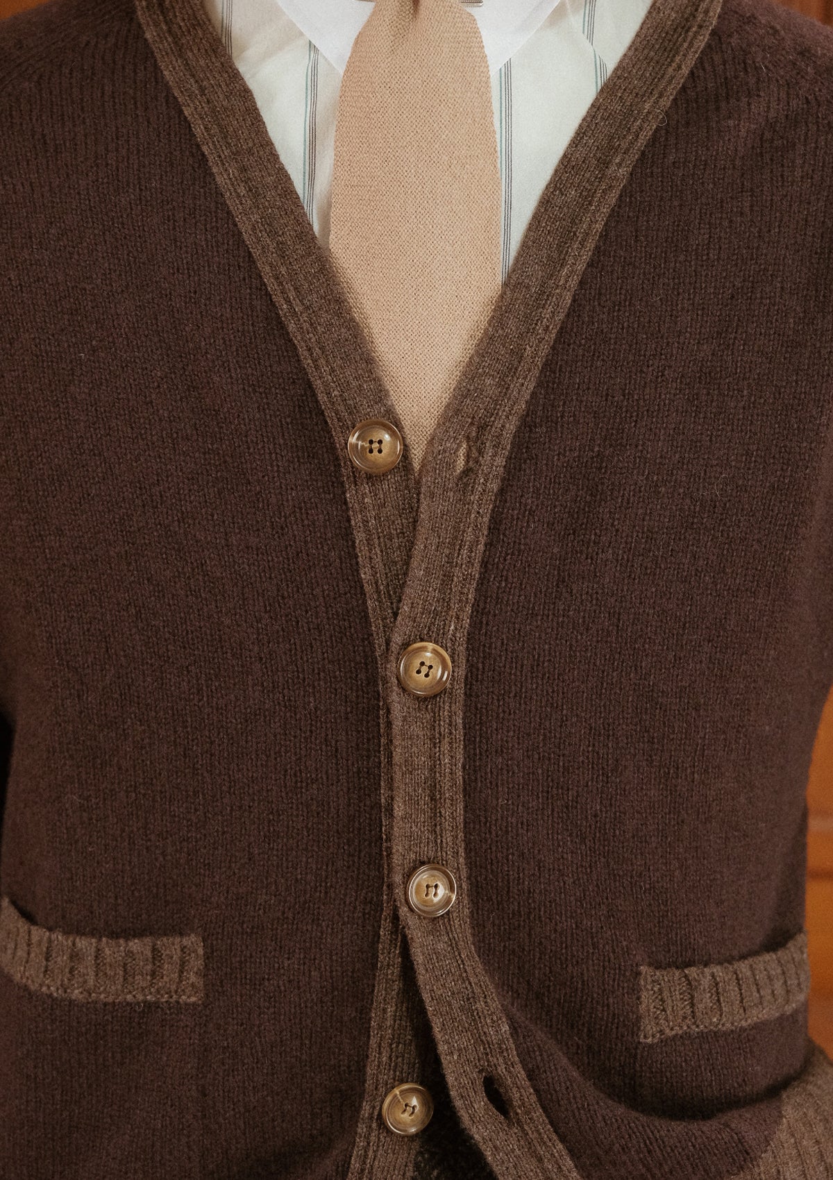 Fawcett Lambs Wool Cardigan - Hazelnut – Thomas Farthing London