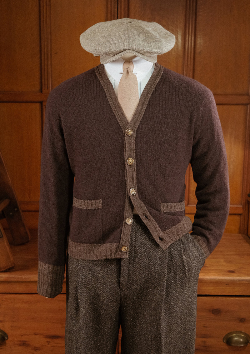 Fawcett Lambs Wool Cardigan - Hazelnut