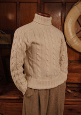 Anderson Cable Knit Super-soft Lambswool Sweater - Cream