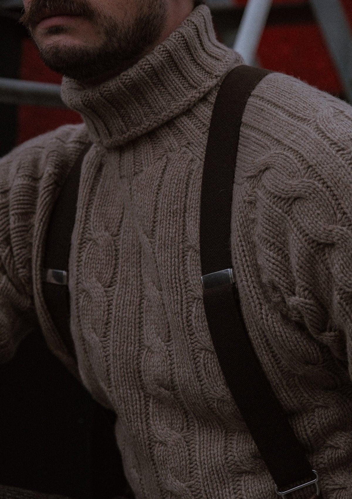 Anderson Cable Knit Super-soft Lambswool Sweater - Biscuit