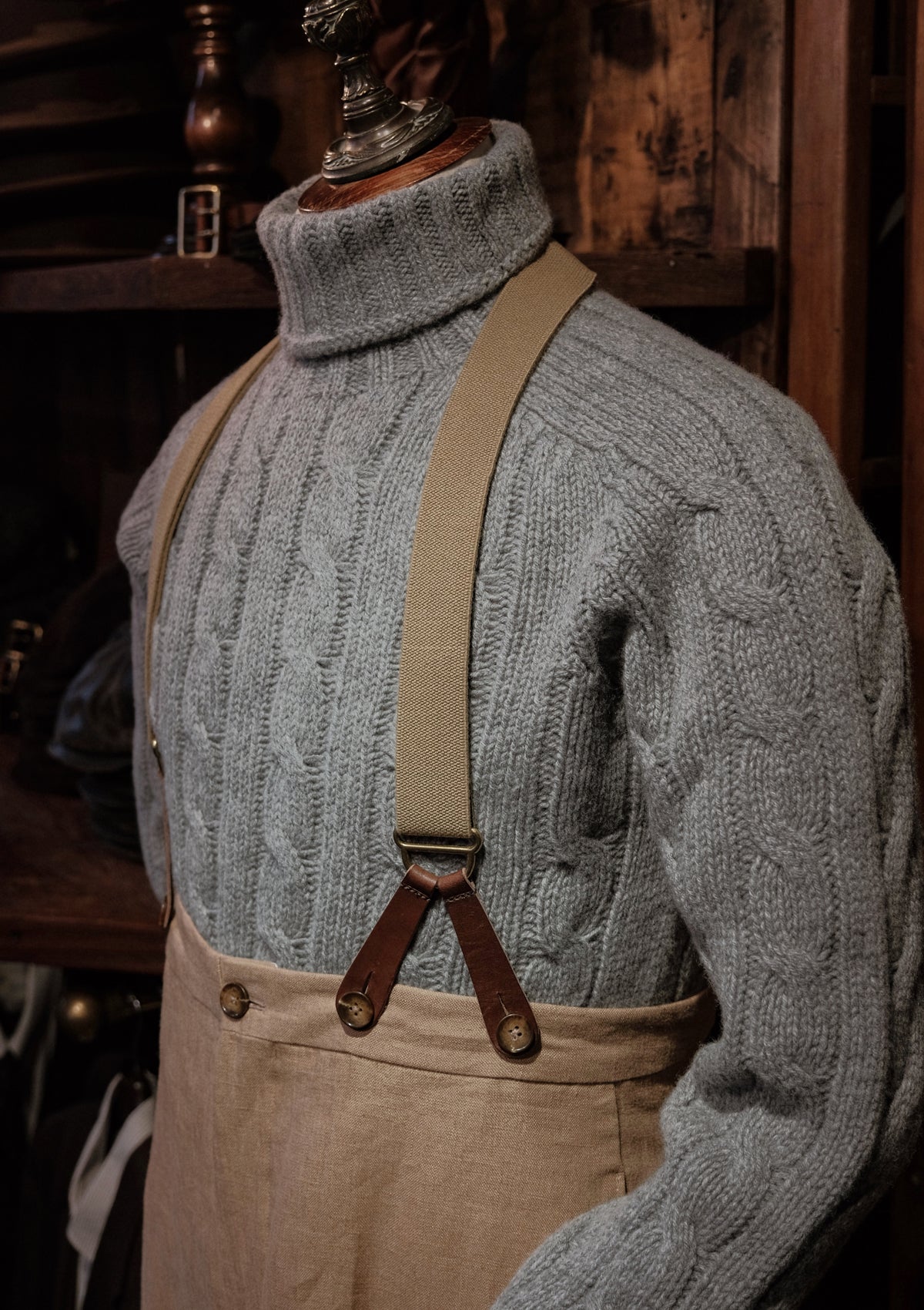 Anderson Cable Knit Super-soft Lambswool Sweater - Flannel Grey