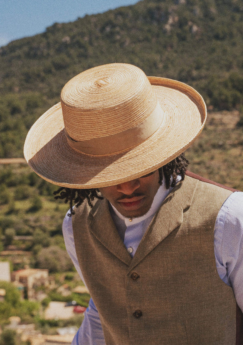 Merida Flat Top Straw Hat  - Made In Mexico