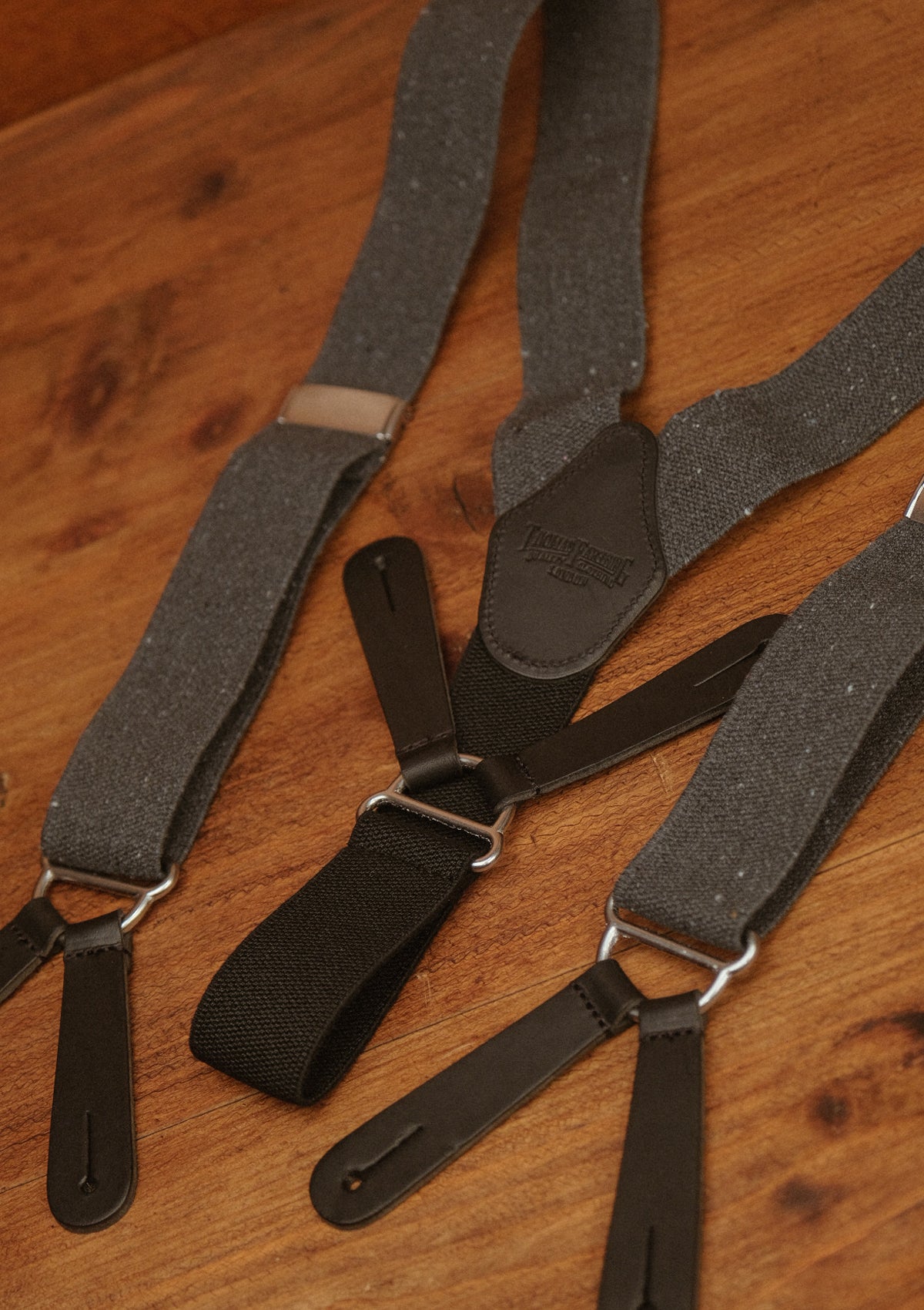 Button Braces w/ Silver Fittings - Black Grain