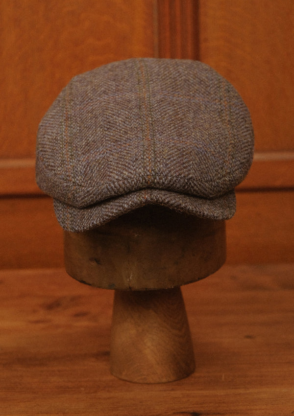 Geary Flat Cap - Autumn Smoke Herringbone Harris Tweed