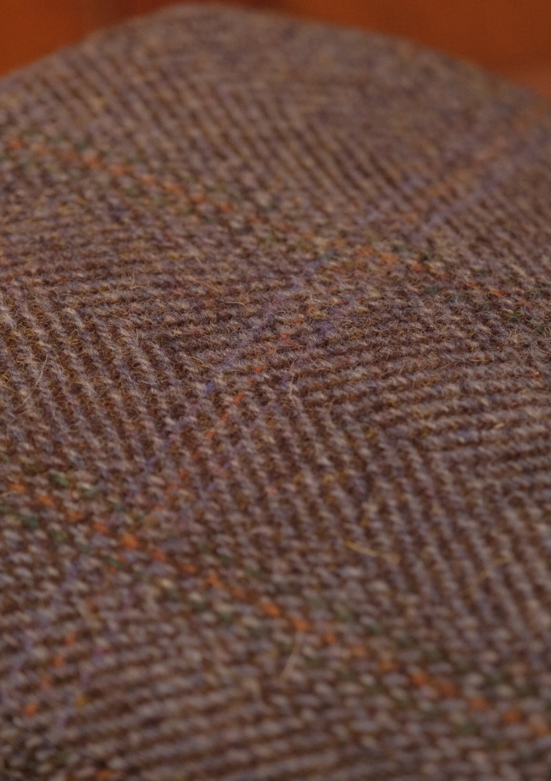 Geary Flat Cap - Autumn Smoke Herringbone Harris Tweed