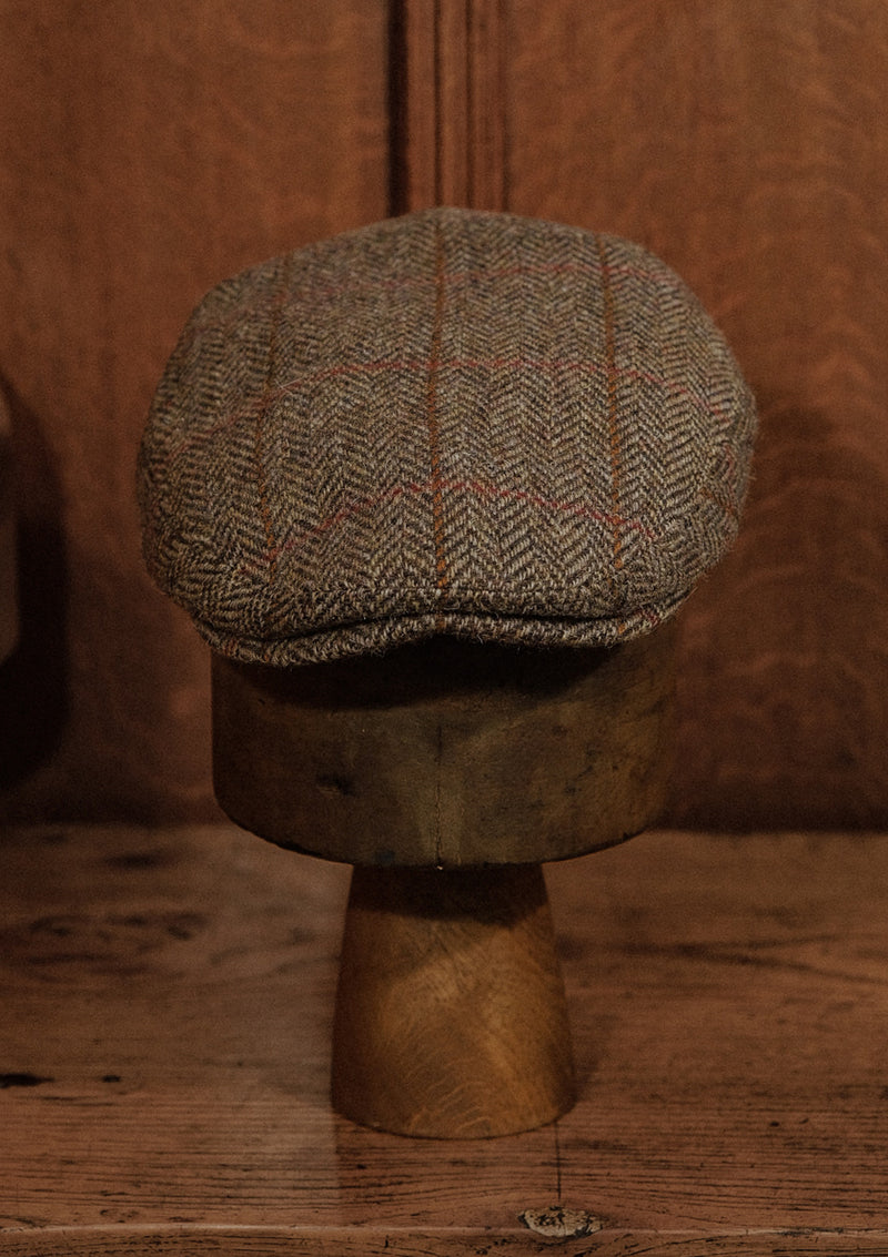 Walter Traditional Flat Cap Rust Overcheck Harris Tweed – Thomas