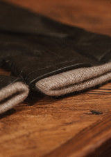 Cashmere Lined Deerskin Leather Gloves - Black