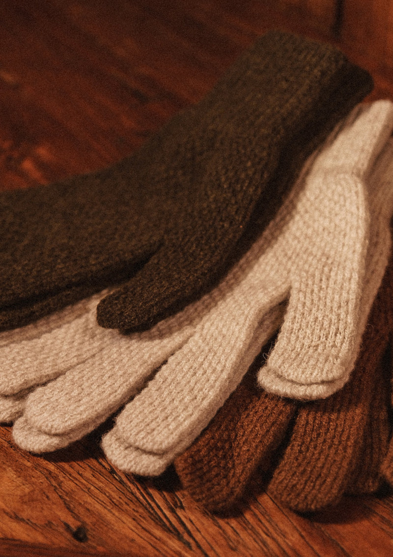 Knitted Lambswool Gloves - Pine Shadow