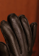 Cashmere Lined Deerskin Leather Gloves - Black