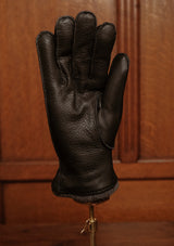 Cashmere Lined Deerskin Leather Gloves - Black
