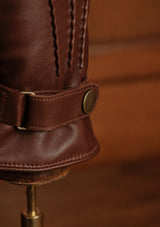 Cashmere Lined Smooth Leather Gloves - Chestnut