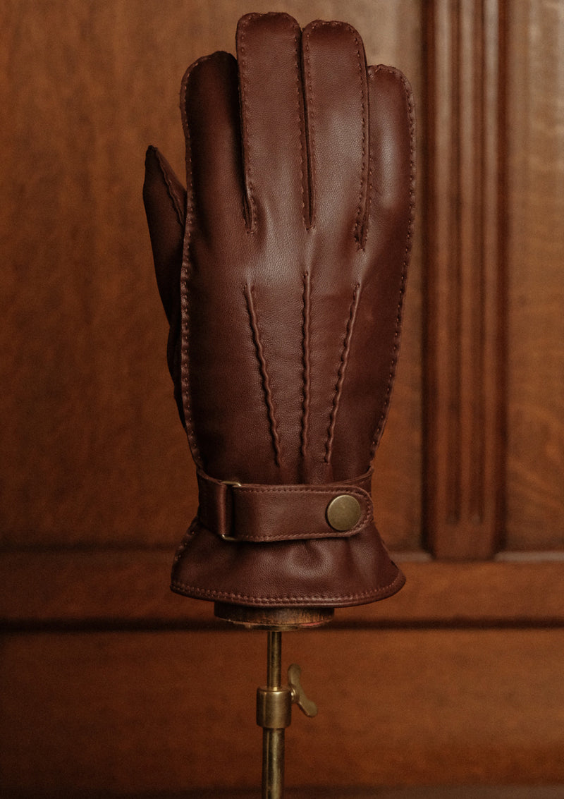 Cashmere Lined Smooth Leather Gloves - Chestnut – Thomas Farthing