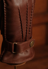 Cashmere Lined Smooth Leather Gloves - Chestnut