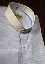 Grandad Collar Cotton Shirt - Light Blue