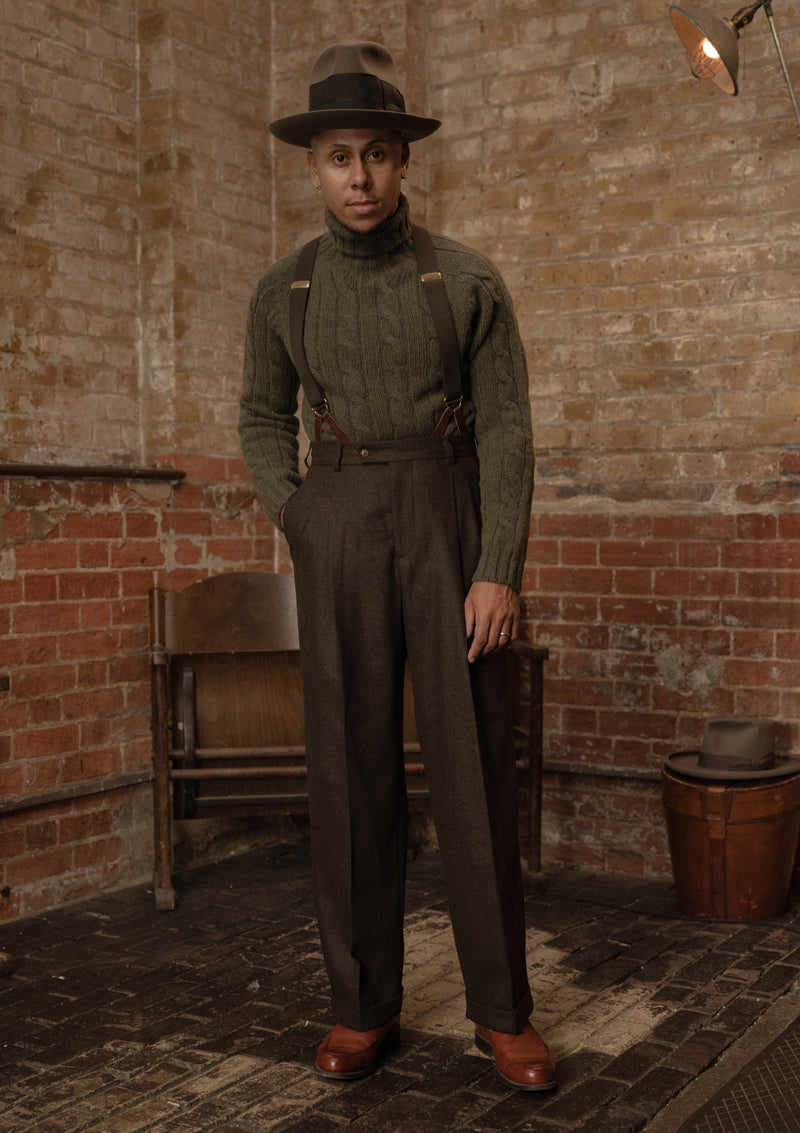 Anderson Cable Knit Super-soft Lambswool Sweater - Loden Green