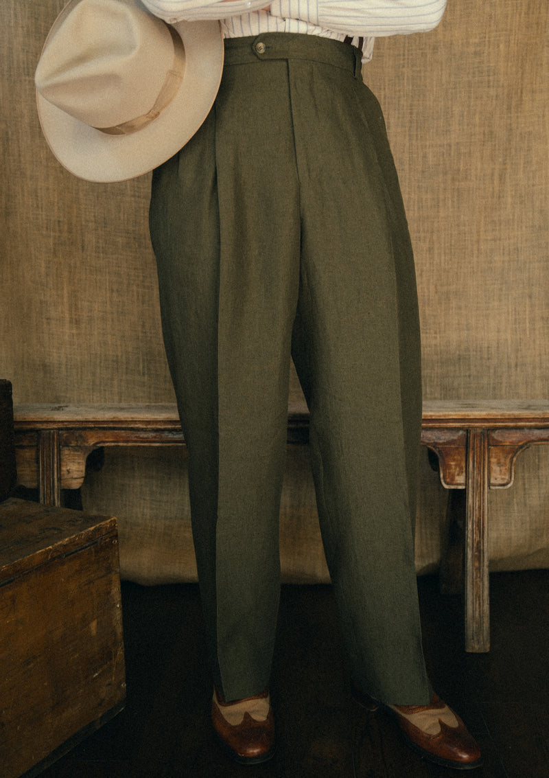 Clark Pure Linen Trousers - Khaki