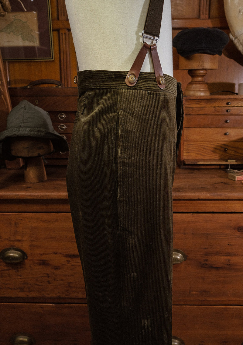 Corduroy Fishtail Trousers - Dark Green