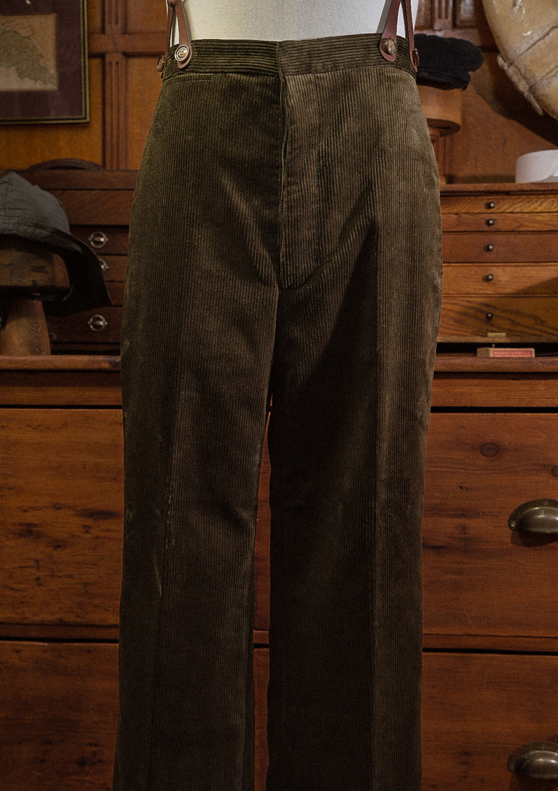 Corduroy Fishtail Trousers - Dark Green