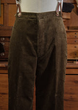 Corduroy Fishtail Trousers - Dark Green