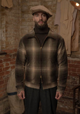 Midtown Pure Wool Cropped w/ 1940s Talon Zipper Jacket - Green Plaid