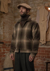 Midtown Pure Wool Cropped w/ 1940s Talon Zipper Jacket - Green Plaid