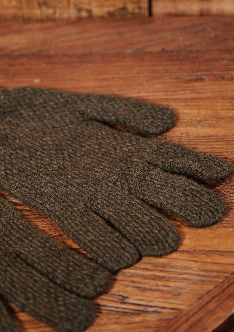 Knitted Lambswool Gloves - Pine Shadow