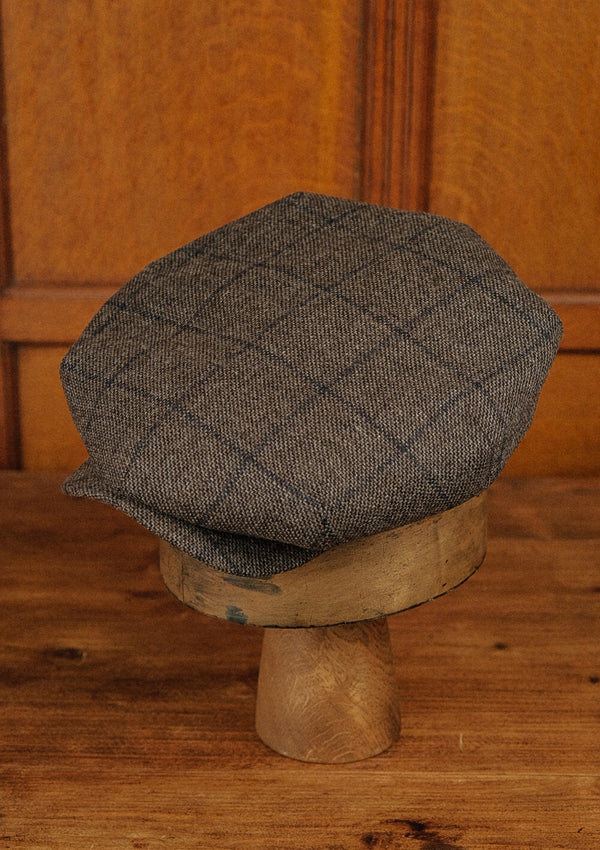 Regency 50 Pence Flat Cap - Brown & Navy Windowpane