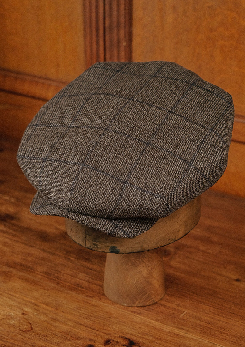 Regency 50 Pence Flat Cap - Brown & Navy Windowpane