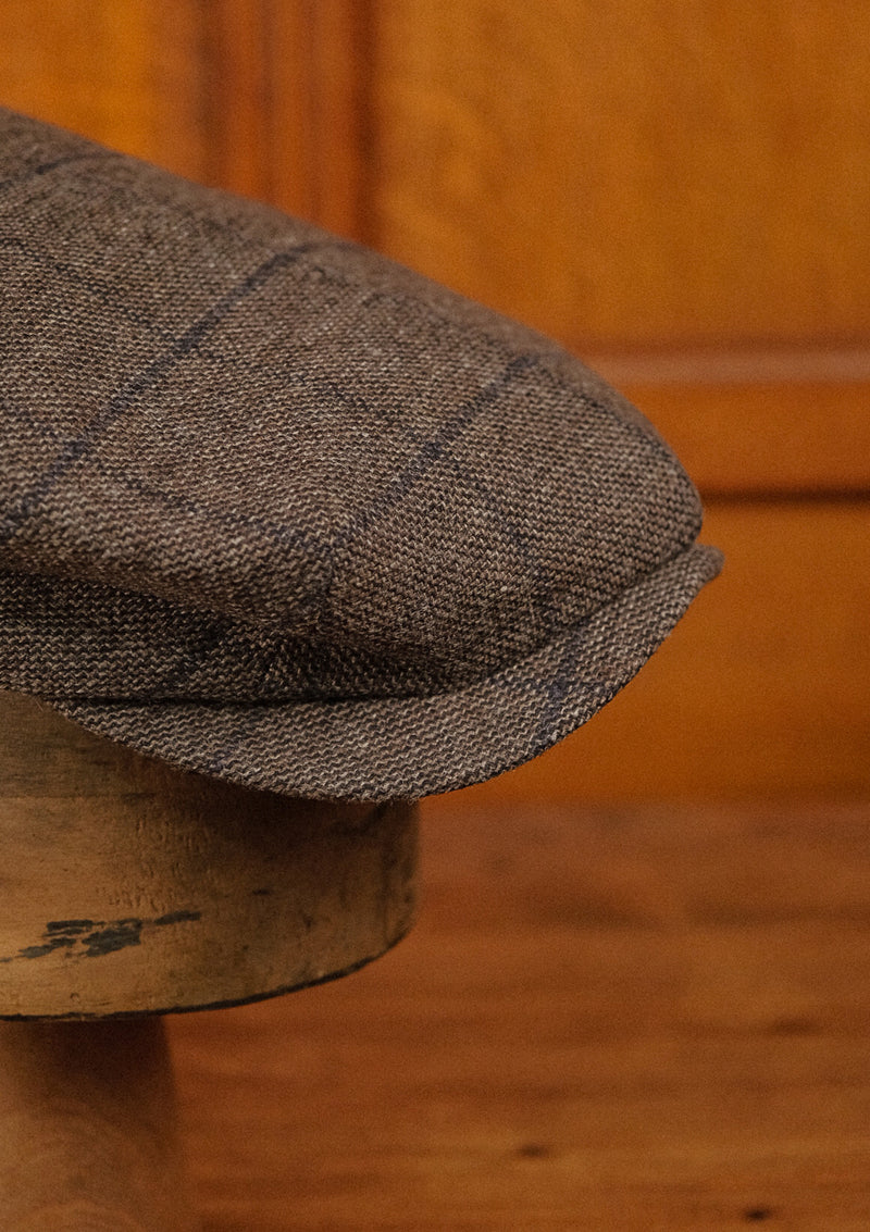 Regency 50 Pence Flat Cap - Brown & Navy Windowpane