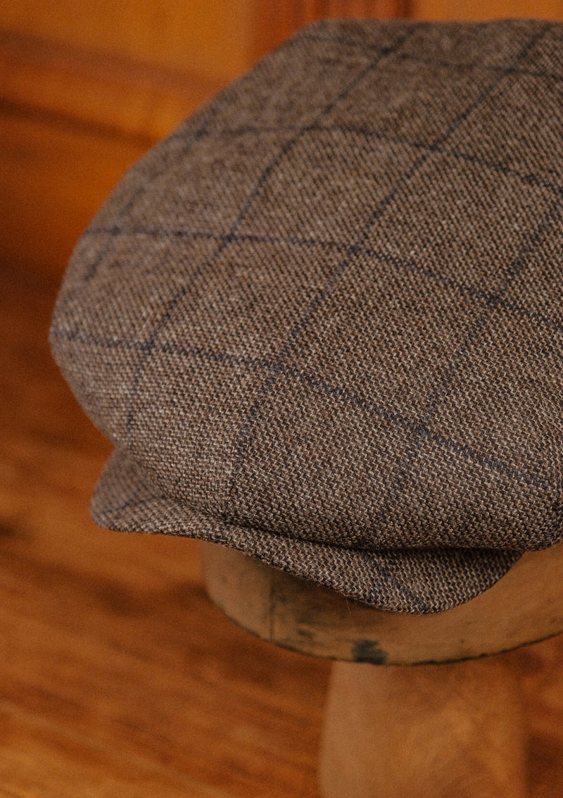 Regency 50 Pence Flat Cap - Brown & Navy Windowpane