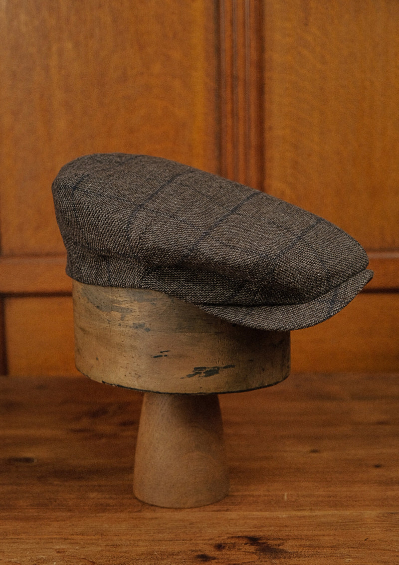 Regency 50 Pence Flat Cap - Brown & Navy Windowpane