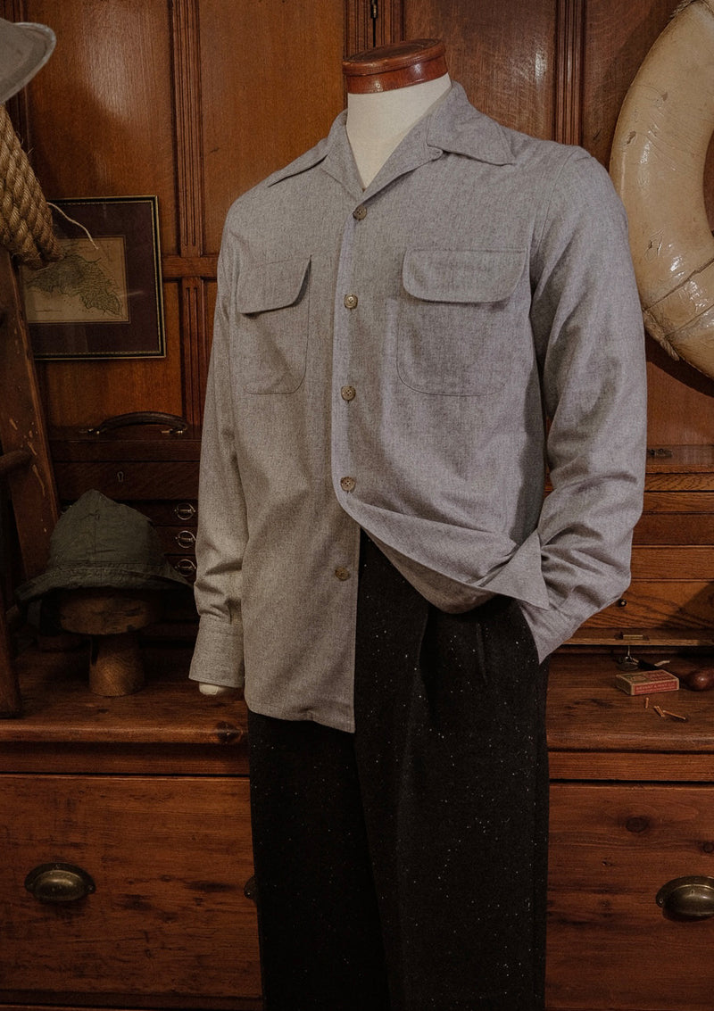 Connell Board Shirt In Cashmere / Cotton - Light Grey