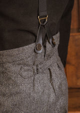 Grayson Fishtail Trousers - Flint Herringbone