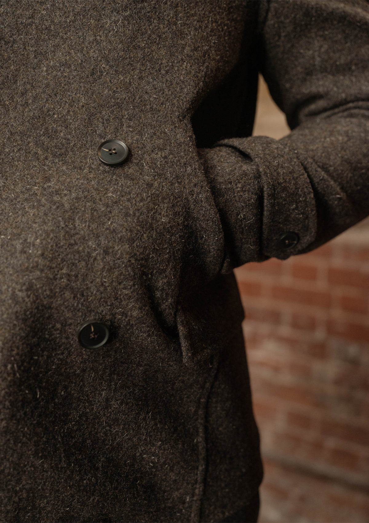 Storm-Collar Pure Wool Pea Coat - Ashmore Flint