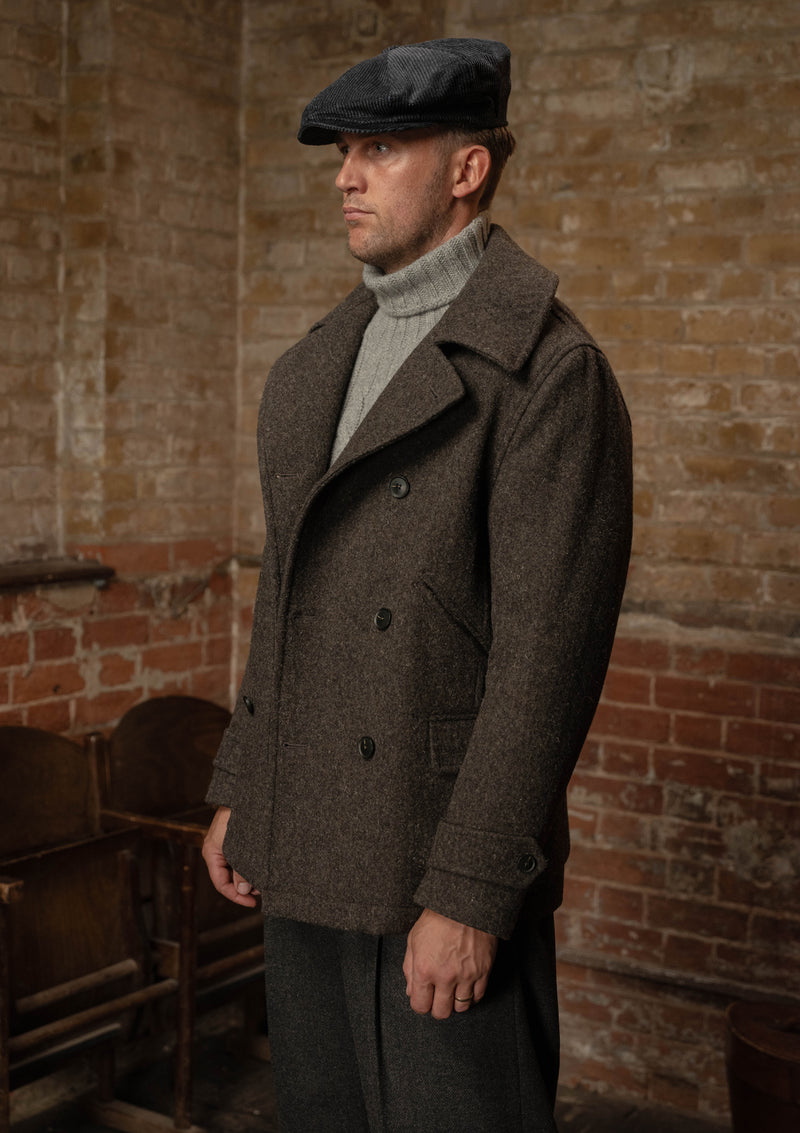 Storm-Collar Pure Wool Pea Coat - Ashmore Flint