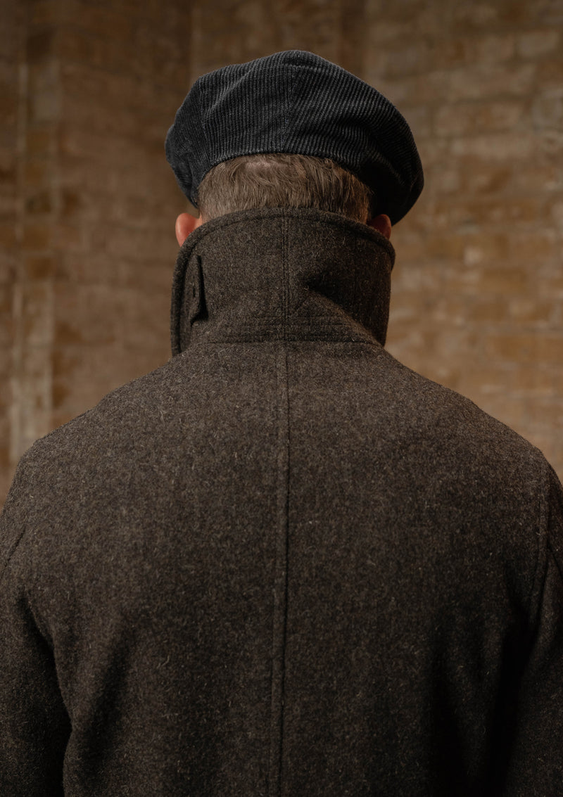 Storm-Collar Pure Wool Pea Coat - Ashmore Flint
