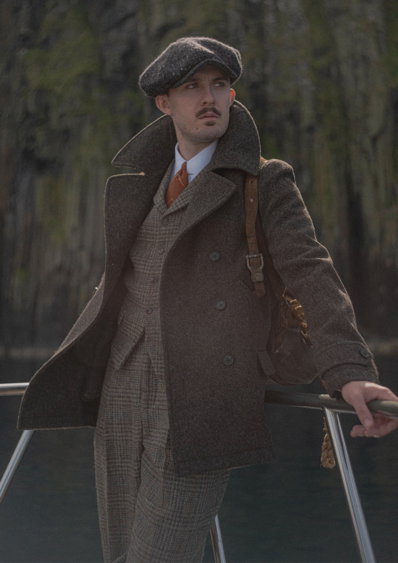 Storm-Collar Pure Wool Pea Coat - Ashmore Flint