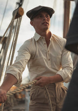 Denim Half Button Long Sleeve Workwear Shirt - Salted Sail